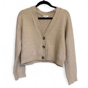 BP light tan cropped cardigan size small